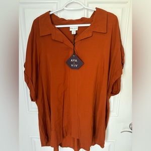 NWT Ava & Viv short sleeve button up blouse 3X